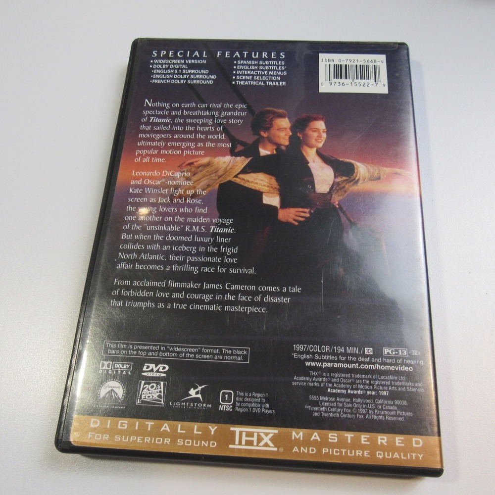 Titanic DVD Widescreen Edition Leonardo DiCaprio Kate Winslet Movie Film - Picture 2 of 4